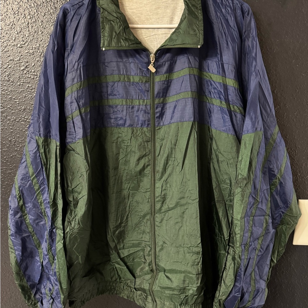 Men's Green & Navy Colorblock Windbreaker Jacket